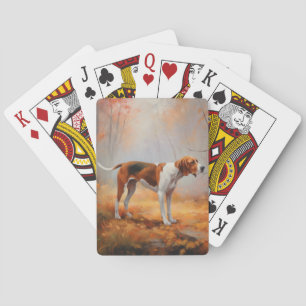 Treeing Walker Coonhound in Autumn Leaves Fall Playing Cards
