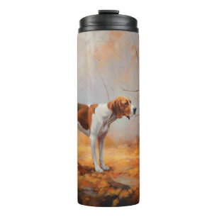 Treeing Walker Coonhound in Autumn Leaves Fall  Thermal Tumbler