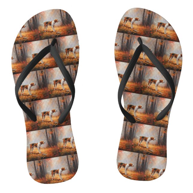 Treeing Walker Coonhound in Autumn Leaves Fall  Thongs (Footbed)