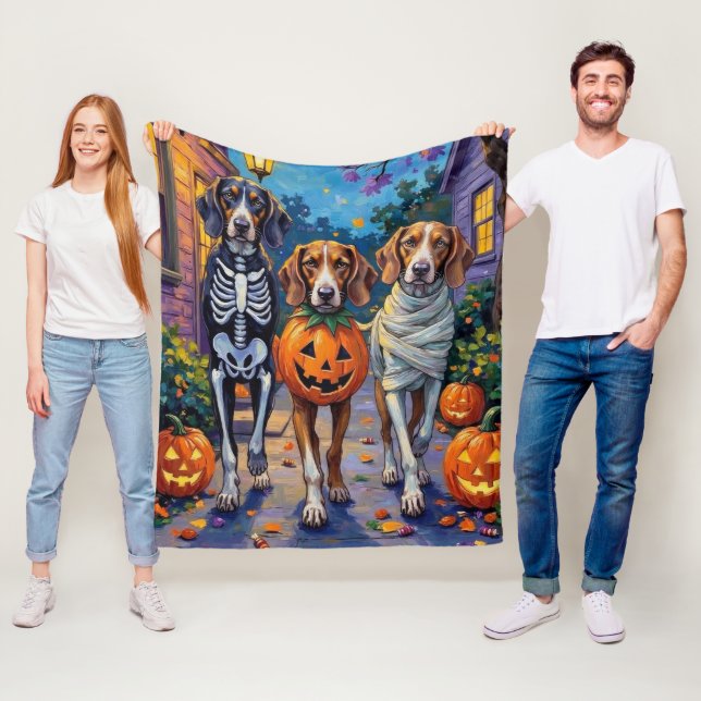 Treeing Walker Coonhound In Halloween Costumes Fleece Blanket (In Situ)