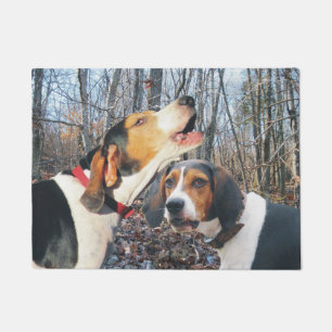 Treeing Walker Coonhound In Woods Door Mat