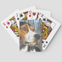 Treeing Walker Coonhound In Woods