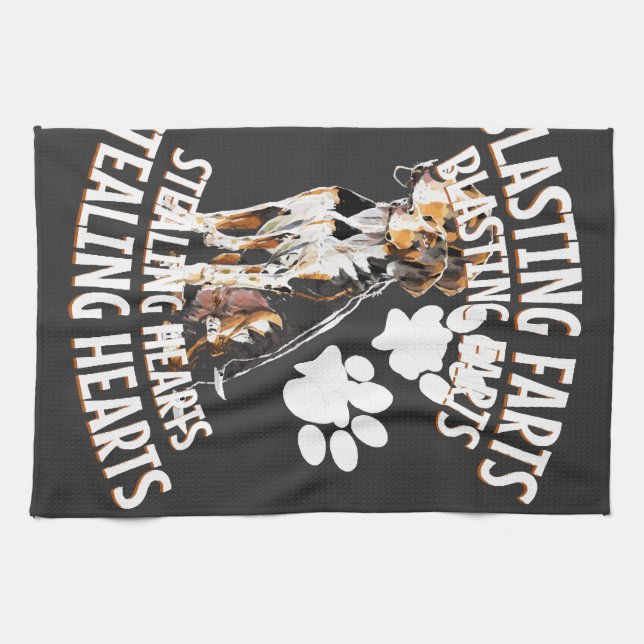 Treeing Walker Coonhound Lover Dog Owner Blasting Tea Towel (Horizontal)
