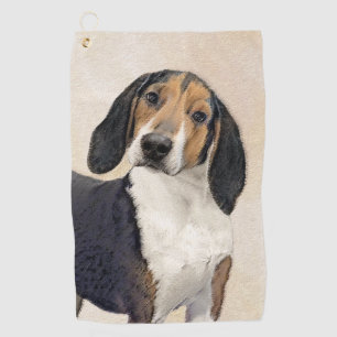 Treeing Walker Coonhound Painting - Original Art Golf Towel