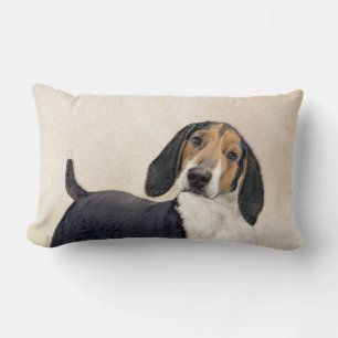 Treeing Walker Coonhound Painting - Original Art Lumbar Cushion
