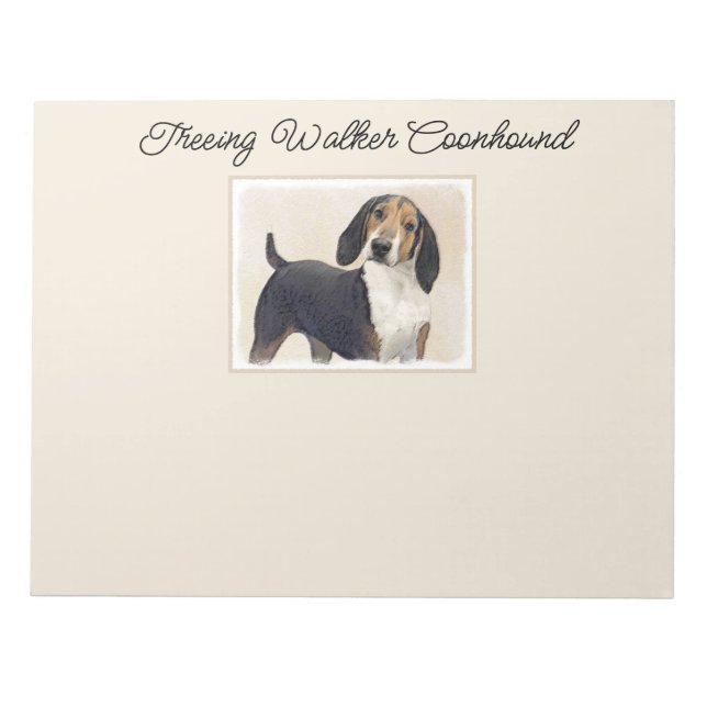 Treeing Walker Coonhound Painting - Original Art N Notepad (Front)