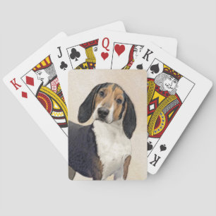 Treeing Walker Coonhound Painting - Original Art Playing Cards
