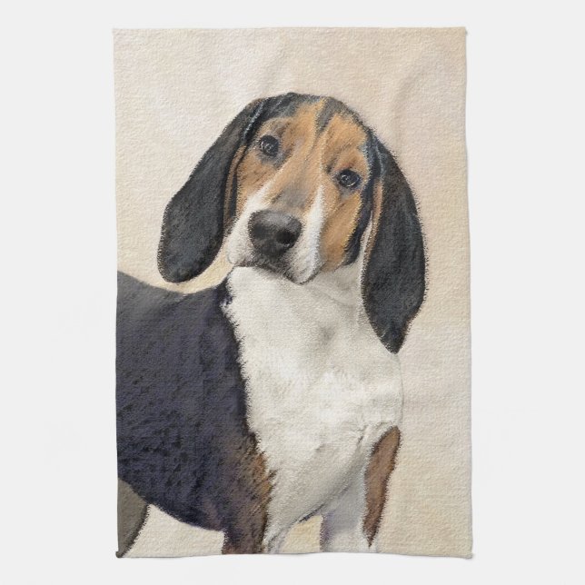 Treeing Walker Coonhound Painting - Original Art Tea Towel (Vertical)