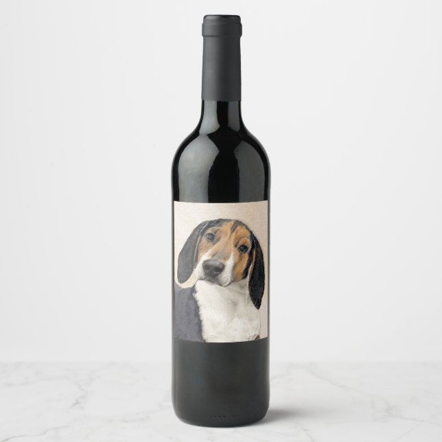 Treeing Walker Coonhound Painting - Original Art Wine Label (Front)