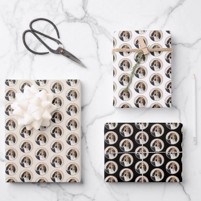 Treeing Walker Coonhound Painting - Original Art Wrapping Paper Sheet (Front)