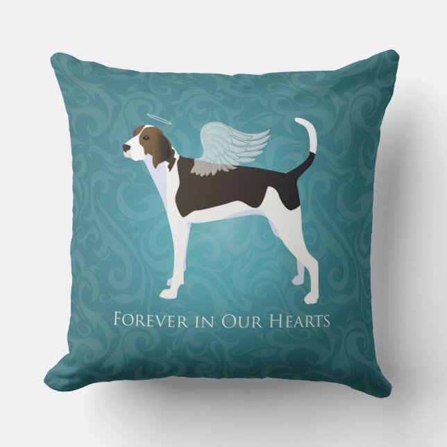 Treeing Walker Coonhound Pet Memorial Angel Dog Cushion (Front)