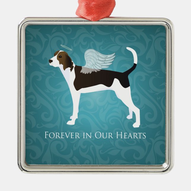 Treeing Walker Coonhound Pet Memorial Angel Dog Metal Ornament (Front)