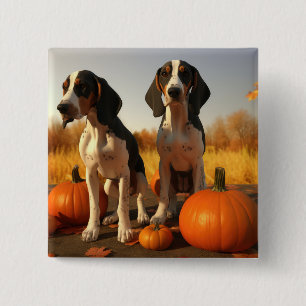 Treeing Walker Coonhound Puppy Autumn Pumpkin 15 Cm Square Badge