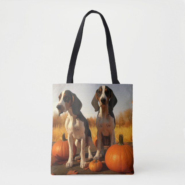 Treeing Walker Coonhound Puppy Autumn Pumpkin Tote Bag (Front)