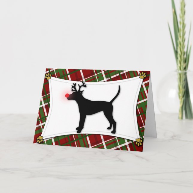 Treeing Walker Coonhound Reindeer Christmas Card (Front)