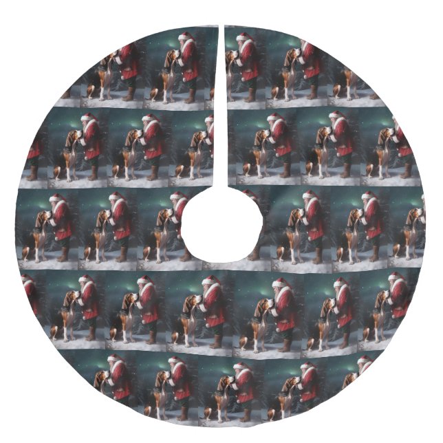 Treeing Walker Coonhound Santa Claus Christmas Brushed Polyester Tree Skirt (Front)