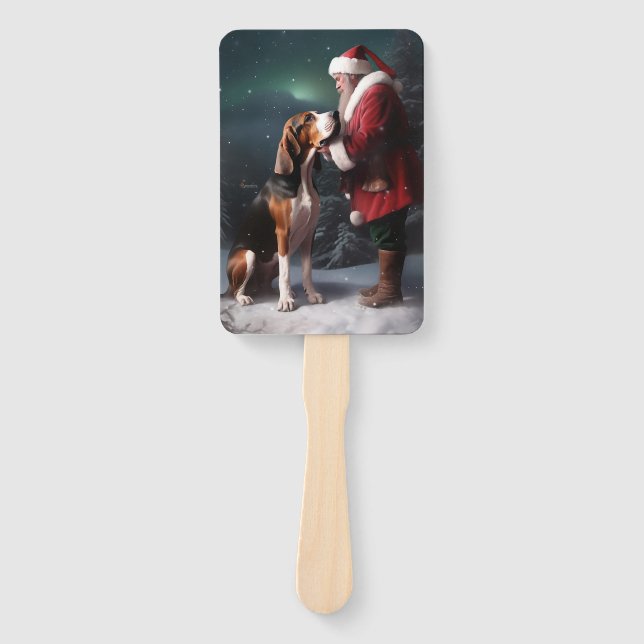 Treeing Walker Coonhound Santa Claus Christmas Hand Fan (Front)