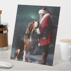 Treeing Walker Coonhound Santa Claus Christmas Pedestal Sign