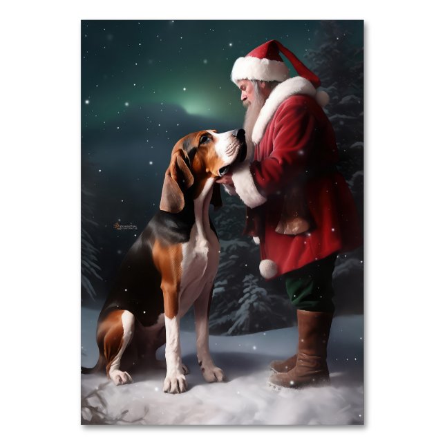 Treeing Walker Coonhound Santa Claus Christmas Table Number (Front)