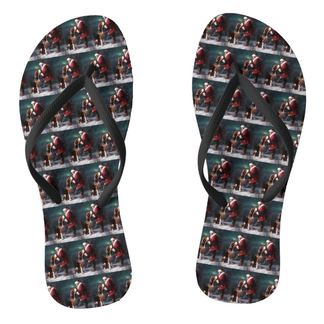 Treeing Walker Coonhound Santa Claus Christmas Thongs (Footbed)
