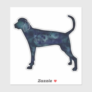 Treeing Walker Coonhound Watercolor Silhouette