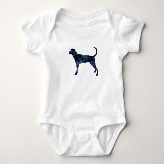 Treeing Walker Coonhound Watercolor Silhouette Baby Bodysuit (Front)