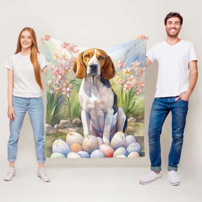 Treeing Walker Coonhound with Easter Eggs Holiday Fleece Blanket (In Situ)