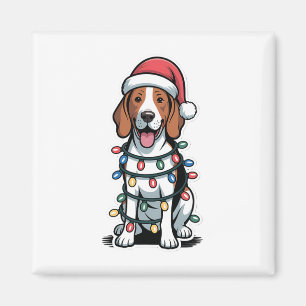 Treeing Walker Coonhound Wrapped In Christmas Ligh Magnet