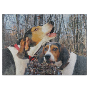 Treeing Walker Coonhounds in Wood Cutting Board