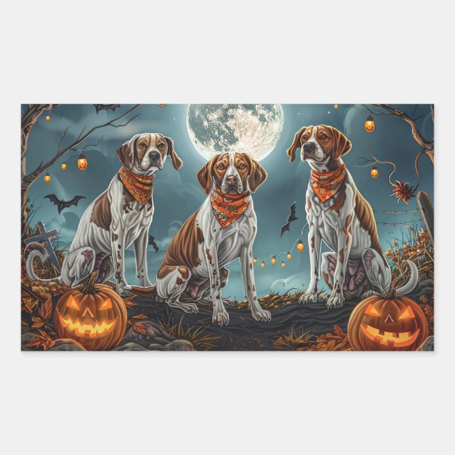 Treeing Walker Halloween Spooky Rectangular Sticker (Front)