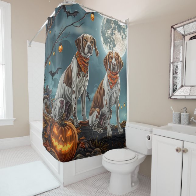 Treeing Walker Halloween Spooky Shower Curtain (In Situ)