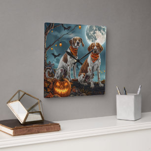 Treeing Walker Halloween Spooky Square Wall Clock