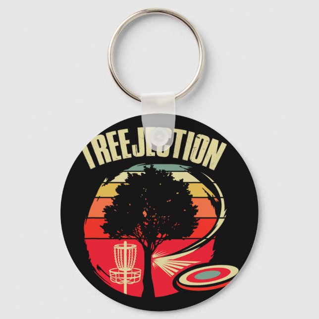 Treejection Stupid Tree Disc Golf Ultimate Frisbee Key Ring (Front)