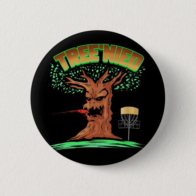 Treenied - Funny Treejection Disc Golf Design And  6 Cm Round Badge (Front)