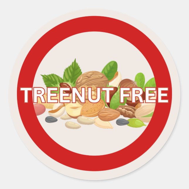 Treenut Free Food Allergy Alert Classic  Round Sticker (Front)