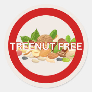 Treenut Free Food Allergy Alert Classic  Round Sticker