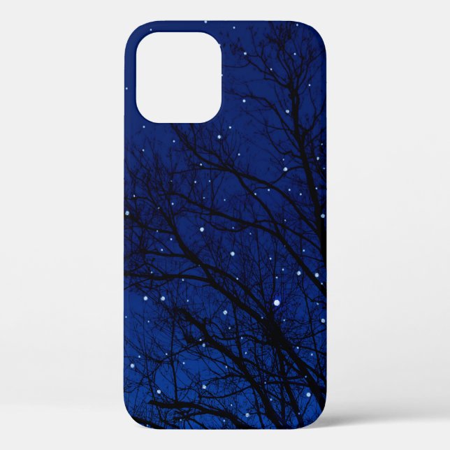 Trees against starry sky background. Trees at nigh Case-Mate iPhone Case (Back)