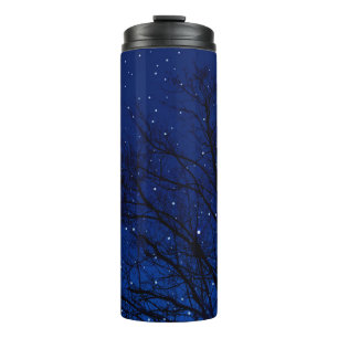 Trees against starry sky background. Trees at nigh Thermal Tumbler