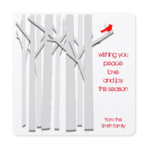 Trees and Cardinal Eco-Friendly Flat Kraft Card