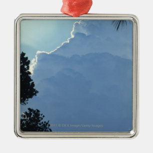 Trees and clouds metal ornament