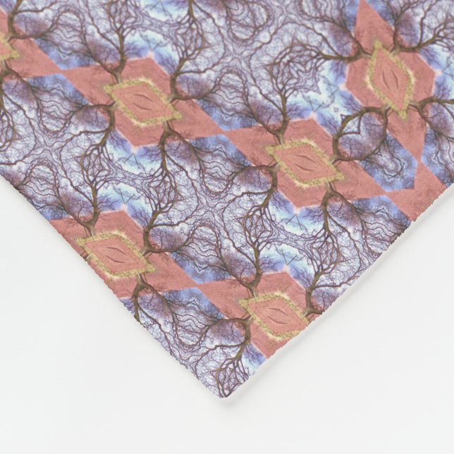 TREES AND FIELDS PATTERN    FLEECE BLANKET (Corner)