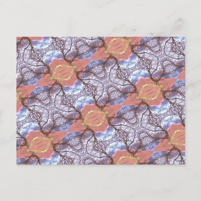 TREES AND FIELDS PATTERN POSTCARD (Front)