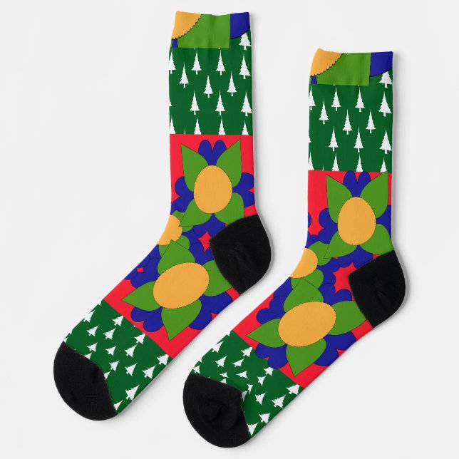 Trees And Flowers Holiday  Socks (Left)