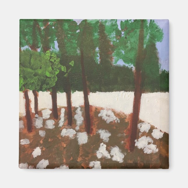 Trees and flowers painting magnet (Front)