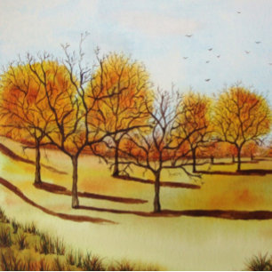 trees and long shadows senic autumn landscape cushion