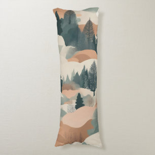 Trees and Mountains Boho Abstract Design Body Cushion