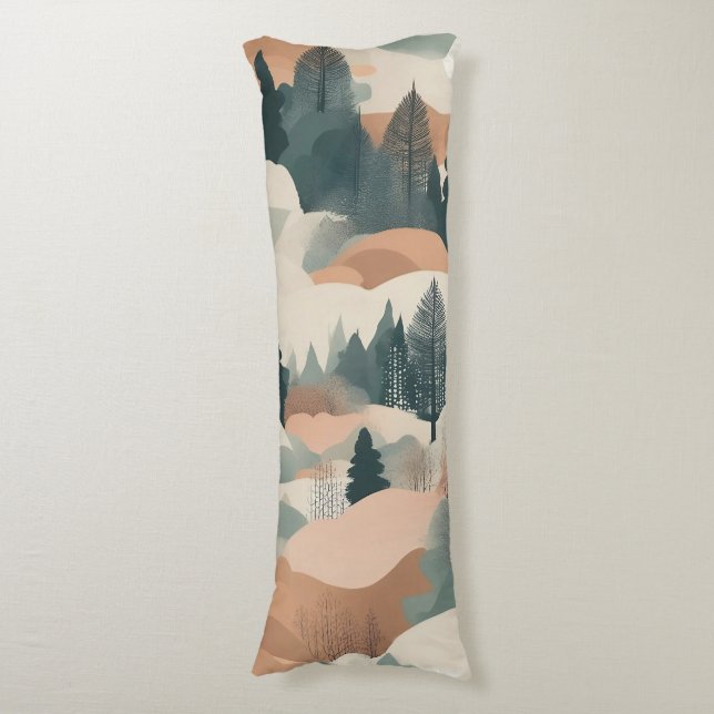 Trees and Mountains Boho Abstract Design Body Cushion (Front Vertical)