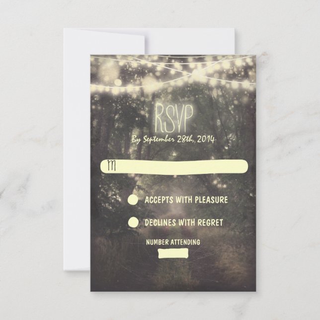 Trees and night lights wedding RSVP cards (Front)