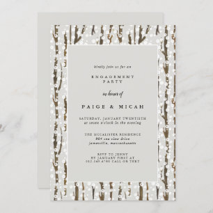 Trees and Snow Rustic Winter Engagement Party Invitation