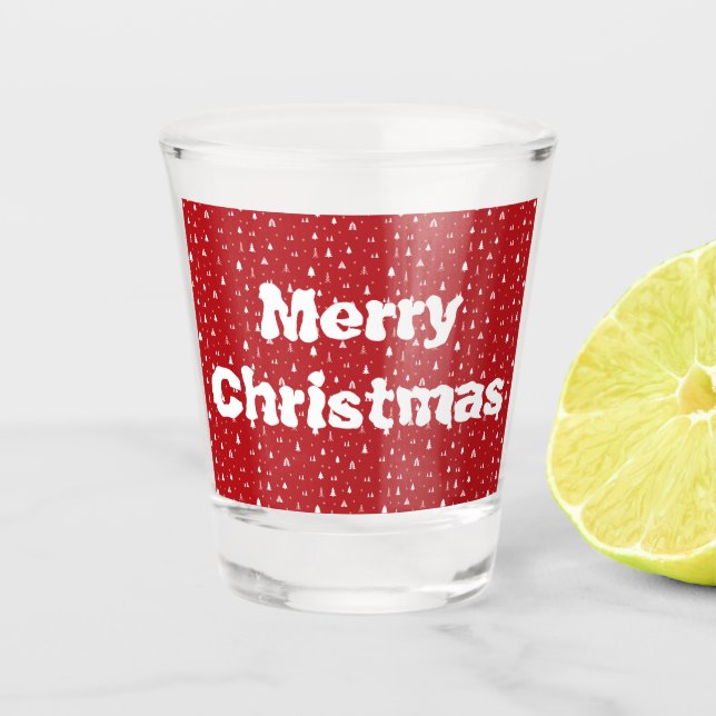 Trees and Snowflakes Christmas Shot glass (Front)